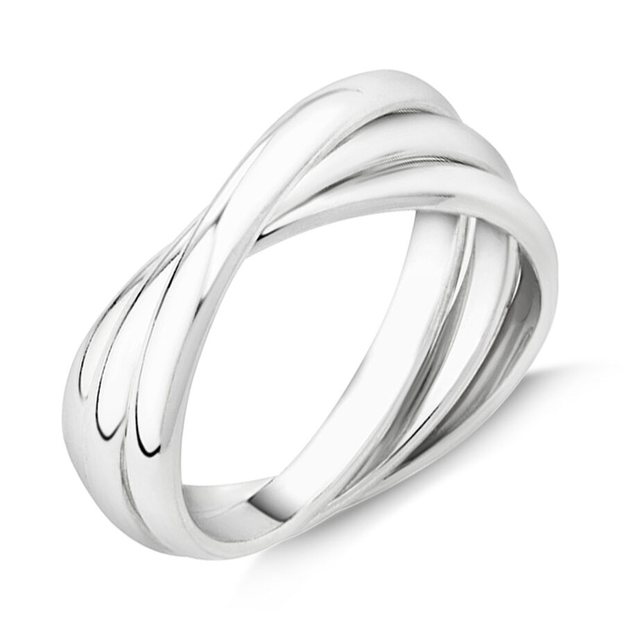Solid Sterling Silver 3 Colour Wavy Triple Band Ring Solid Sterling Silver 3 Colour Wavy Triple Band Ring